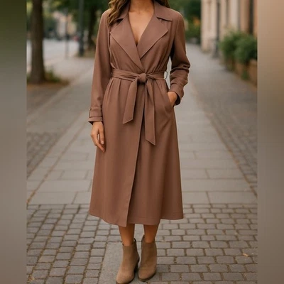Blank NYC Belted Lightweight Wrap Trenchcoat Jacket, Caramel Brown, Size XS, Neu mit Etikett - Bild 1 von 4