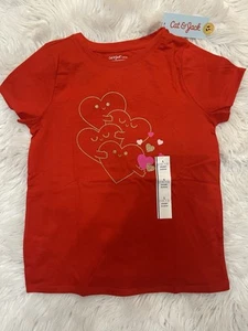 Cat & Jack Short Sleeve Tee Shirt With Hearts Girl’s Size L (10/12) NWT - Picture 1 of 6