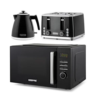 GEEPAS 23L Digital Microwave Oven, 1.7L Kettle & 4 Slice Toaster Kitchen Set - Image 1 of 4