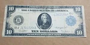 USA $10 Dollars~ Ten Dollars Federal Reserve Note 1914~ Kansas City ~ Large - Picture 1 of 8