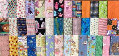 40 CHILDREN'S Baby Girl Boy Fat Eighths Running 8ths Cotton Quilt Fabric Scrap - Image 1 of 4