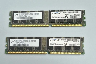 Módulo de memoria Crucial CT6464Z40B.8TDY 512 MB DDR 400 CL3 184 pines DIMM lote de 2 Foto 1 de 4