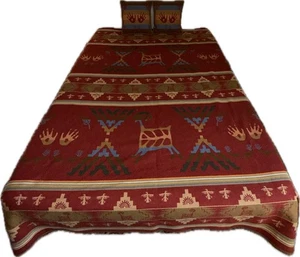 Pendleton Rock Art Helping Hands Queen Size Wolldecke & Kissen 3er Set rot - Bild 1 von 20
