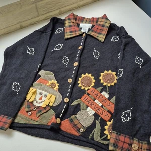 Suéter De Colección Mandal Bay Para Mujer Pequeño Negro Otoño Cosecha Girasol Algodón Ramie - Imagen 1 de 12