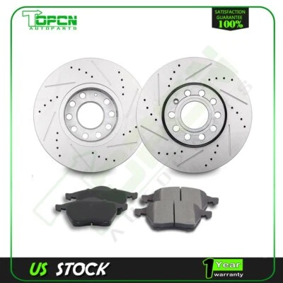 Front Brake Rotors Ceramic Pads For 1999 - 2004 Audi A4 1998 - 01 A6 2WD Quattro - Image 1 of 4