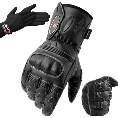 Islero Professional Leather Motorbike Gloves Windproof  Knuckle Touch Compatible - Image 1 of 4