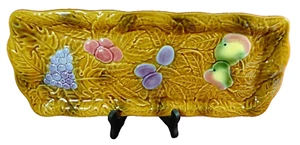 Vintage Ceramic Cake Dish Slipper Salins les Bains France Fruit Decor - Picture 1 of 8