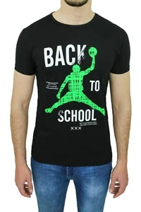 Back to School Herren T-Shirt Shirt Schwarz Slim Fit Baumwolle Stretch - Bild 1 von 4