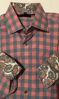 Рубашка Jared Lang Block Check с длинным рукавом на пуговицах с откидными манжетами пейсли - маленькая - Изображение 1 из 4