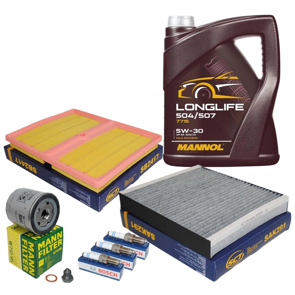 großes Servicekit mit 5L 5W30 FÜR AUDI A1 VW POLO 5 SKODA FABIA 3 SEAT 1.0 TSI