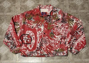 Vintage NFL San Francisco 49ers Denim Pro Player AOP graffitti Jacket Size L/XL - Picture 1 of 14