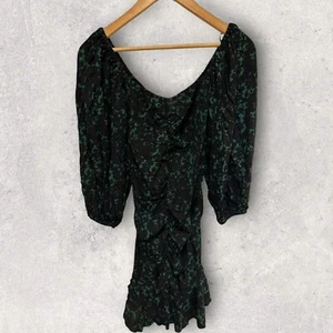 Valija off The Shoulder Long Sleeve Women's Bodycon Dress Green Black Size Small - Picture 1 of 5