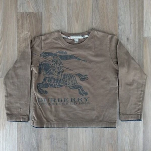 Burberry Kids Brown Long Sleeve Shirt Kids Size 6Y Knight Logo Graphic Top - Picture 1 of 9