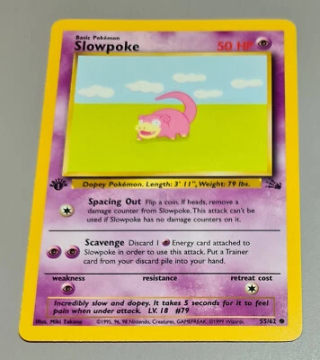 Slowpoke # 55/62 1.Edition Common aus Fossil 2000 Pokemon EN Near Mint Vintage - Bild 1 von 3