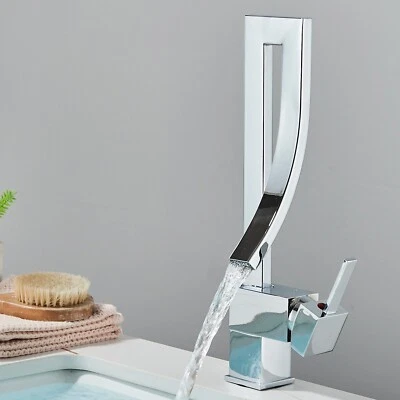 Waschtischarmatur Mischbatterie Badarmatur Wasserfall Wasserhahn Bad Waschbecken - Bild 1 von 4