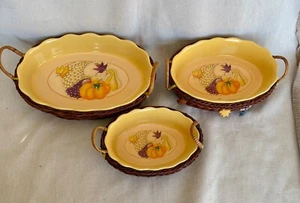 Set of 3 Spinnaker Autumn  Servers Nesting Baking Dishes with Basket Holders - Picture 1 of 9