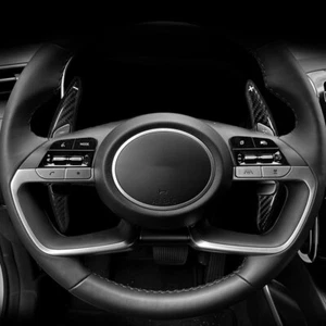 Real Carbon Fiber Black Steering Wheel Shift Paddle For Hyundai Tucson 2022-2024 - Picture 1 of 3