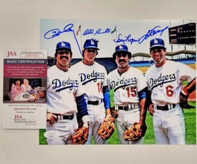Dodger Infield signed 8x10 Photo Russell Garvey Cey Lopes autograph JSA - Image 1 of 4
