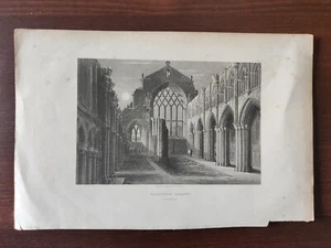 ANTIQUE ORIGINAL B/W ENGRAVING-ARCHITECTURE-HOLYROOD CHAPEL , EDINBURGH-1840CA - Picture 1 of 3