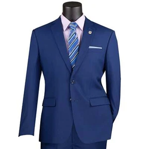 VINCI Men's Twilight Blue 2-Button Slim Fit Suit - NEW - Picture 1 of 3