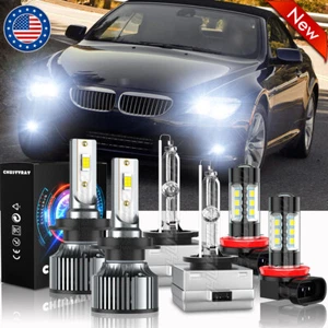 For BMW 650i 2008 2009 2010 Front LED/HID Headlight Hi Lo Beam & Fog Light Bulbs - Picture 1 of 15