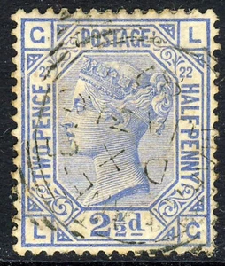 GB Queen Victoria 1881 2½d. Blue Plate 22 LG Watermark Crown SG 157 (J24) VFU - Picture 1 of 2