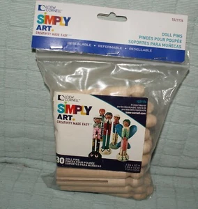 Loew Cornell Simply Art Wood Round Doll Pin 30 pc New Fast Shipping Wooden - Picture 1 of 3