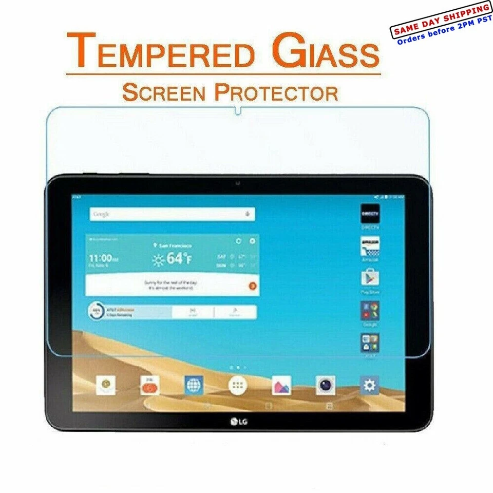 For LG G Pad X 10.1" V930 Full Coverage 9H Clear Tempered Glass Screen Protector - Image 1 of 1
