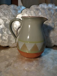 Vintage Himark 7.5" Pitcher Green Glaze Terracotta Jug Portugal Red Clay - Picture 1 of 11