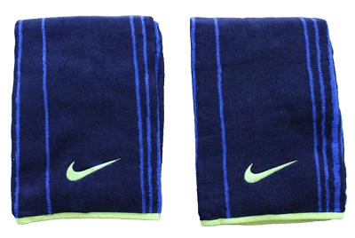 Nike Striped Jacquard Towels 2 Pack Large Midnight Navy/Game Royal/Venom Green - Image 1 of 4