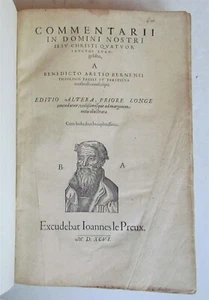 1596 BIBLE GOSPEL COMMENTARY by Benedict Aretius antique 16th CENTURY FOLIO - Picture 1 of 6