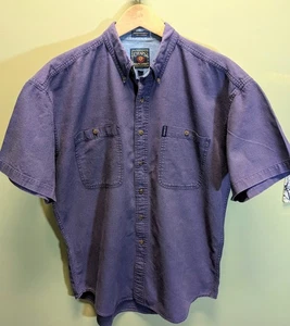 Vintage 90s CHAPS Ralph Lauren Linen-Cotton Button-up Shirt Large SS Blue GUC - Picture 1 of 23