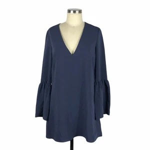 ELIZABETH AND JAMES Maitai Long Sleeve Mini Dress S NWT Ruffle Sleeves Navy Blue - Picture 1 of 7