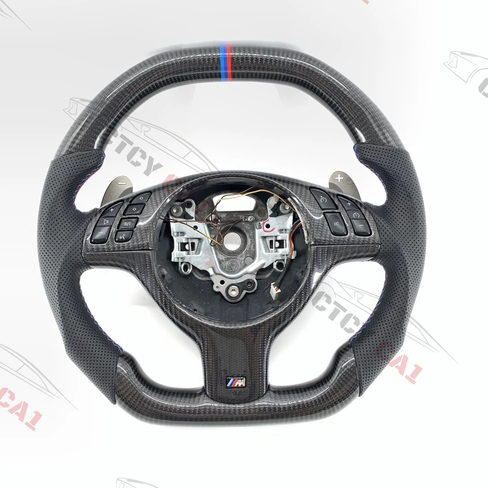 Volante de fibra de carbono personalizado para BMW E46 E53 M3 Z4 X5 serie 3 1998-2006 Foto 1 de 4