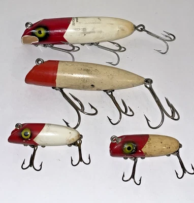 TWO SOUTH BEND BASS ORENO & TWO SPIN  ORENO  FISHING LURES IN WARRIOR SHAPE - Image 1 of 4