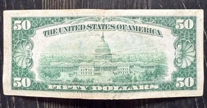 1934 $50 Federal Reserve Note – Green Seal – Vintage US Currency – Circulated - Picture 1 of 2