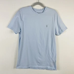 AllSaints Sz Medium Brace Ramskull Tonic Crew Neck T-Shirt Tee Blue 100% Cotton - Picture 1 of 4