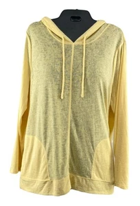 Chicos Size 2 (L) Knit Hoodie Yellow Lightweight Tunic Long Sleeve Pullover - Picture 1 of 5