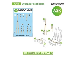 Art Scale Kit 200-S48010 - 1:48 Lysander seat belts - 3D printed decals by ASK - - Picture 1 of 1