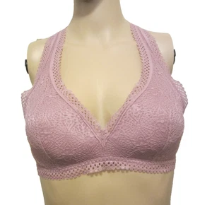 Bralette VICTORIA'S SECRET de encaje malva espalda cruzada talla mediana - Imagen 1 de 11