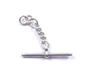 Colgante victoriano barra en T y cadena parcial 1894 sello león estampado antiguo - Imagen 1 de 12