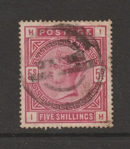 1883-84 QV 5s CRIMSON WHITE PAPER "LARGE ANCHOR WMK" IN VG/USED CONDITION. - Bild 1 von 2