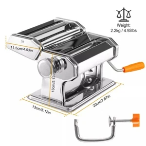 Stainless Steel Fresh Pasta Maker Roller Machine for Spaghetti Noodle Fettuccine - Picture 1 of 6
