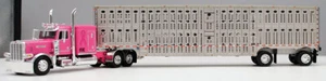 DCP 1/64 SCALE 389 PETERBILT FLAT TOP PINK, RADEBAUGH LIVESTOCK, #60-0814 - Picture 1 of 6