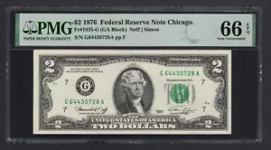 United States-Federal Reserve 2 Dollars 1976 Fr#1935-G (GA Block) UNC Grade 66 - Picture 1 of 2