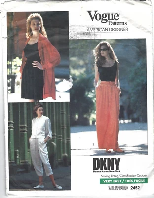 Vogue Sewing Pattern 2452, Donna Karan Shorts and Pants, Size 6 - 8- 10 - Image 1 of 2