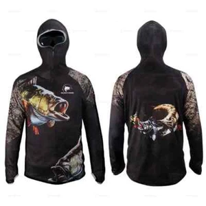 Men'S Fishing Shirt Jacket Sun Protection Face Neck Anti-Uv Breathable Hooded  - Picture 1 of 14