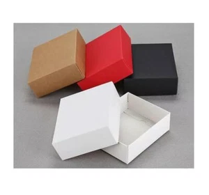 100x Base & Lid 2pcs White Black Red Kraft Paper Favor Box Product Packaging Box - Picture 1 of 14