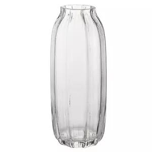 Large Clear Glass Vase for Flowers Bud Tall Glass VasesH-12.6" Simple Striped... - Picture 1 of 5