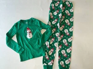 Gymboree Size 10 Green Snowman Pajamas B35 - Picture 1 of 3